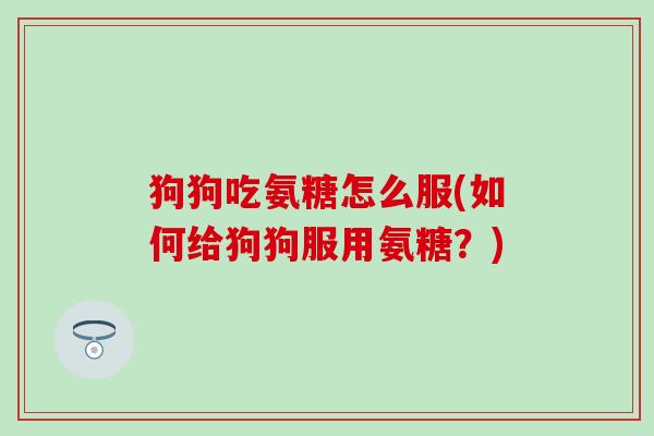 狗狗吃氨糖怎么服(如何给狗狗服用氨糖?)-第1张图片-氨糖科普网 狗狗吃氨糖怎么服(如何给狗狗服用氨糖?)-第1张图片-氨糖科普网