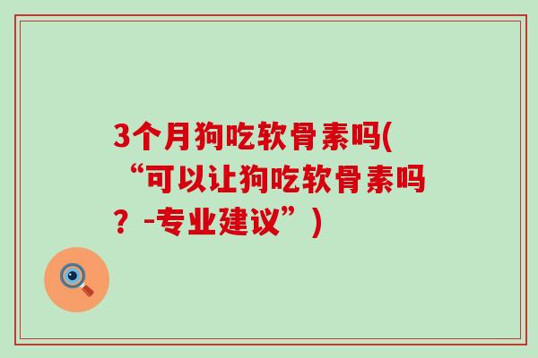 3个月狗吃软骨素吗(“可以让狗吃软骨素吗？-专业建议”)-第1张图片-氨糖科普网