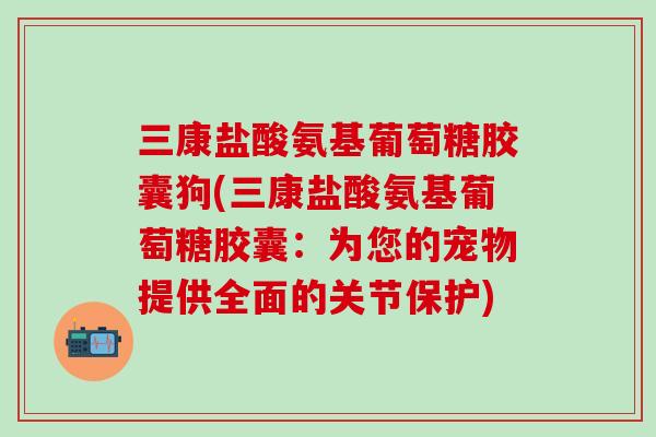 三康盐酸氨基葡萄糖胶囊狗(三康盐酸氨基葡萄糖胶囊:为您的宠物提供全面的关节保护)-第1张图片-氨糖科普网 三康盐酸氨基葡萄糖胶囊狗(三康盐酸氨基葡萄糖胶囊:为您的宠物提供全面的关节保护)-第1张图片-氨糖科普网