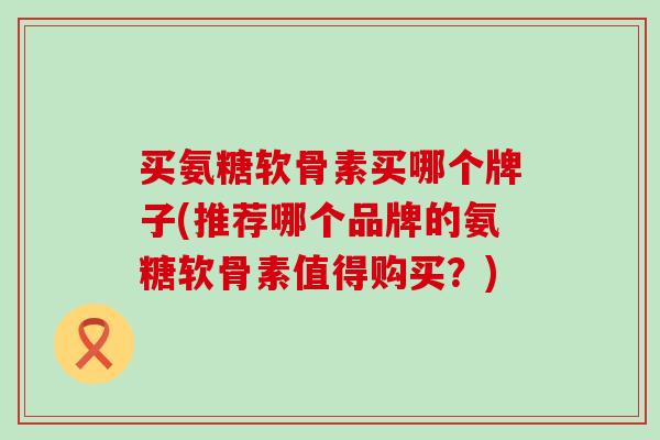 买氨糖软骨素买哪个牌子(推荐哪个品牌的氨糖软骨素值得购买？)-第1张图片-氨糖科普网