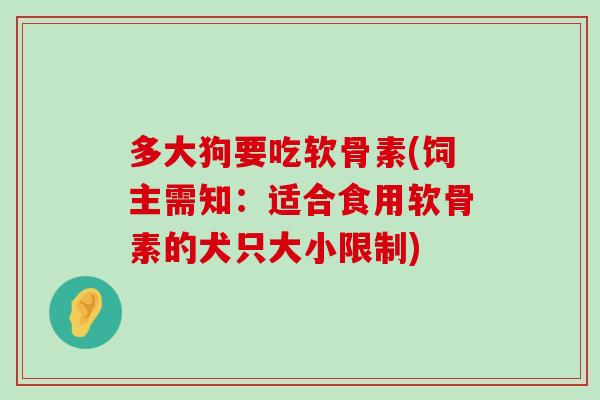 多大狗要吃软骨素(饲主需知:适合食用软骨素的犬只大小限制)-第1张图片-氨糖科普网 多大狗要吃软骨素(饲主需知:适合食用软骨素的犬只大小限制)-第1张图片-氨糖科普网