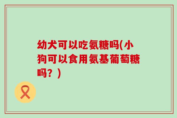 幼犬可以吃氨糖吗(小狗可以食用氨基葡萄糖吗?)-第1张图片-氨糖科普网 幼犬可以吃氨糖吗(小狗可以食用氨基葡萄糖吗?)-第1张图片-氨糖科普网