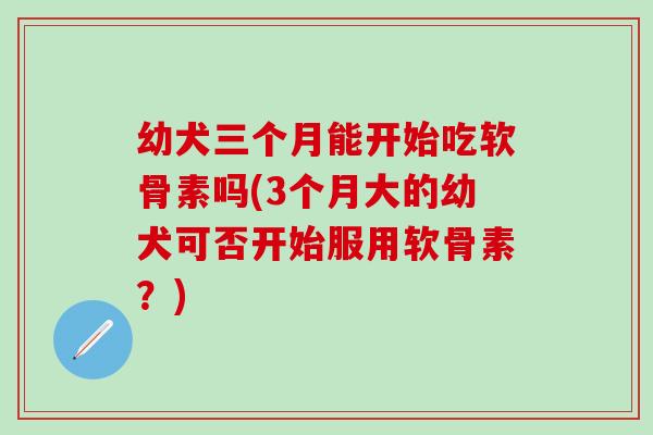 幼犬三个月能开始吃软骨素吗(3个月大的幼犬可否开始服用软骨素?)-第1张图片-氨糖科普网 幼犬三个月能开始吃软骨素吗(3个月大的幼犬可否开始服用软骨素?)-第1张图片-氨糖科普网