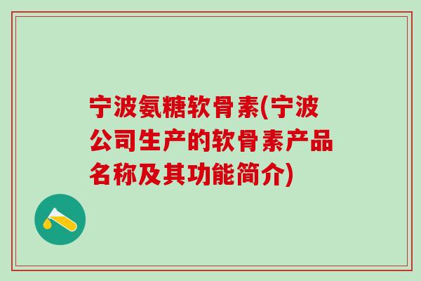 宁波氨糖软骨素(宁波公司生产的软骨素产品名称及其功能简介)-第1张图片-氨糖科普网