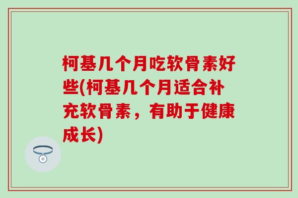 柯基几个月吃软骨素好些(柯基几个月适合补充软骨素，有助于健康成长)-第1张图片-氨糖科普网