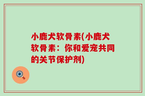 小鹿犬软骨素(小鹿犬软骨素:你和爱宠共同的关节保护剂)-第1张图片-氨糖科普网 小鹿犬软骨素(小鹿犬软骨素:你和爱宠共同的关节保护剂)-第1张图片-氨糖科普网