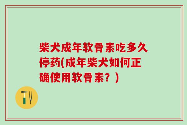 柴犬成年软骨素吃多久停药(成年柴犬如何正确使用软骨素?)-第1张图片-氨糖科普网 柴犬成年软骨素吃多久停药(成年柴犬如何正确使用软骨素?)-第1张图片-氨糖科普网