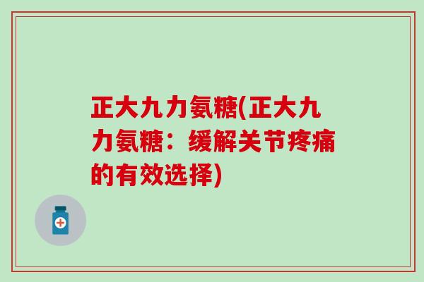 正大九力氨糖(正大九力氨糖：缓解关节疼痛的有效选择)-第1张图片-氨糖科普网