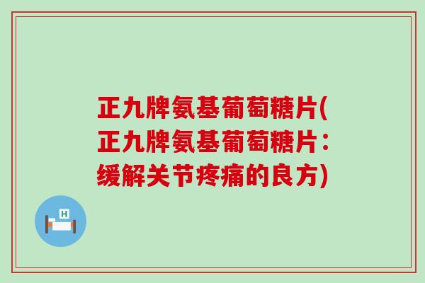 正九牌氨基葡萄糖片(正九牌氨基葡萄糖片：缓解关节疼痛的良方)-第1张图片-氨糖科普网