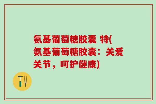 氨基葡萄糖胶囊 特(氨基葡萄糖胶囊:关爱关节,呵护健康)-第1张图片-氨糖科普网 氨基葡萄糖胶囊 特(氨基葡萄糖胶囊:关爱关节,呵护健康)-第1张图片-氨糖科普网