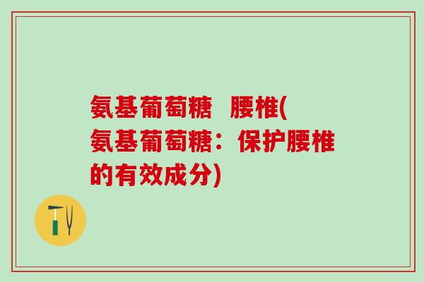 氨基葡萄糖  腰椎(氨基葡萄糖：保护腰椎的有效成分)-第1张图片-氨糖科普网