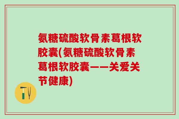氨糖硫酸软骨素葛根软胶囊(氨糖硫酸软骨素葛根软胶囊——关爱关节健康)-第1张图片-氨糖科普网 氨糖硫酸软骨素葛根软胶囊(氨糖硫酸软骨素葛根软胶囊——关爱关节健康)-第1张图片-氨糖科普网