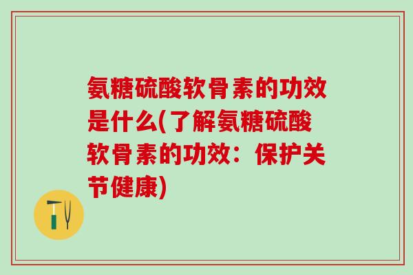 氨糖硫酸软骨素的功效是什么(了解氨糖硫酸软骨素的功效:保护关节健康)-第1张图片-氨糖科普网 氨糖硫酸软骨素的功效是什么(了解氨糖硫酸软骨素的功效:保护关节健康)-第1张图片-氨糖科普网