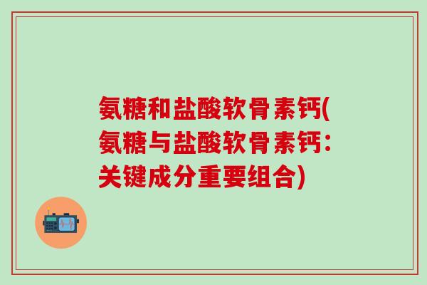 氨糖和盐酸软骨素钙(氨糖与盐酸软骨素钙:关键成分重要组合)-第1张图片-氨糖科普网 氨糖和盐酸软骨素钙(氨糖与盐酸软骨素钙:关键成分重要组合)-第1张图片-氨糖科普网