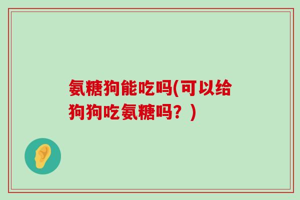 氨糖狗能吃吗(可以给狗狗吃氨糖吗？)-第1张图片-氨糖科普网