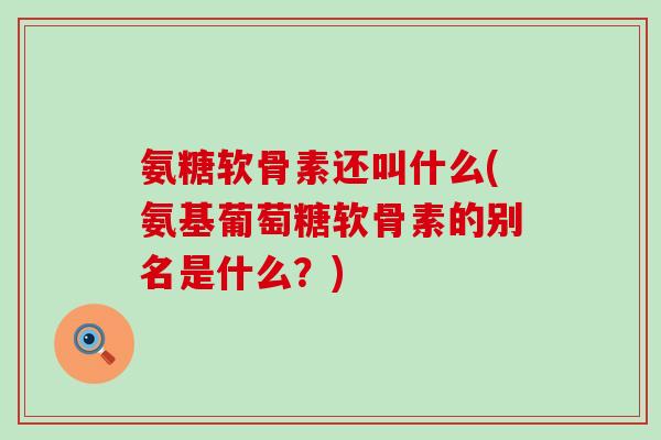 氨糖软骨素还叫什么(氨基葡萄糖软骨素的别名是什么?)-第1张图片-氨糖科普网 氨糖软骨素还叫什么(氨基葡萄糖软骨素的别名是什么?)-第1张图片-氨糖科普网