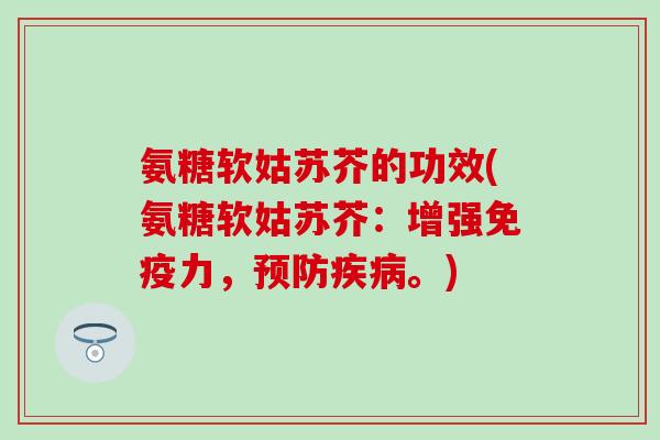 氨糖软姑苏芥的功效(氨糖软姑苏芥：增强免疫力，预防疾病。)-第1张图片-氨糖科普网