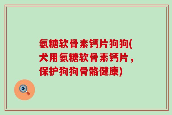 氨糖软骨素钙片狗狗(犬用氨糖软骨素钙片,保护狗狗骨骼健康)-第1张图片-氨糖科普网 氨糖软骨素钙片狗狗(犬用氨糖软骨素钙片,保护狗狗骨骼健康)-第1张图片-氨糖科普网