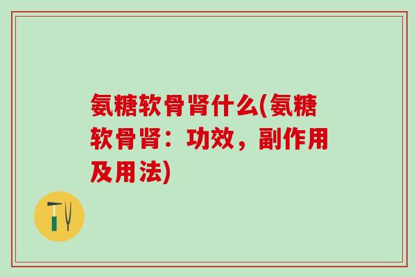 氨糖软骨肾什么(氨糖软骨肾:功效,副作用及用法)-第1张图片-氨糖科普网 氨糖软骨肾什么(氨糖软骨肾:功效,副作用及用法)-第1张图片-氨糖科普网
