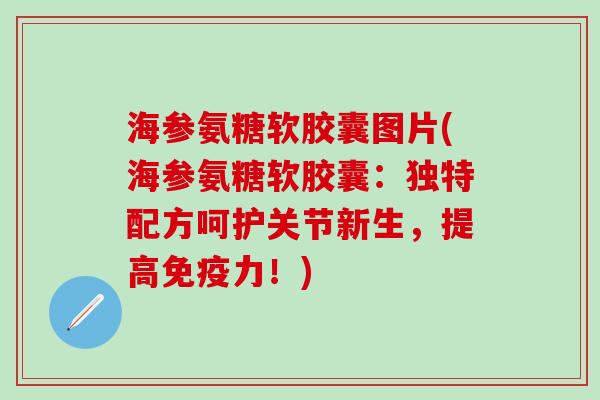 海参氨糖软胶囊图片(海参氨糖软胶囊:独特配方呵护关节新生,提高免疫力!)-第1张图片-氨糖科普网 海参氨糖软胶囊图片(海参氨糖软胶囊:独特配方呵护关节新生,提高免疫力!)-第1张图片-氨糖科普网