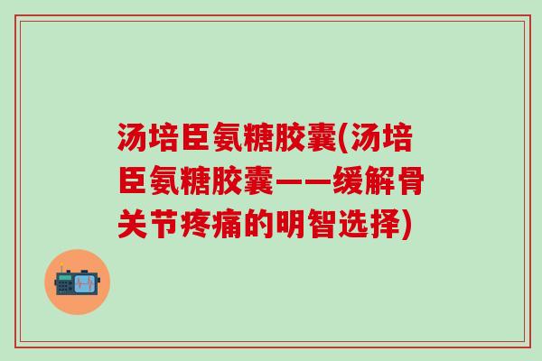 汤培臣氨糖胶囊(汤培臣氨糖胶囊——缓解骨关节疼痛的明智选择)-第1张图片-氨糖科普网 汤培臣氨糖胶囊(汤培臣氨糖胶囊——缓解骨关节疼痛的明智选择)-第1张图片-氨糖科普网