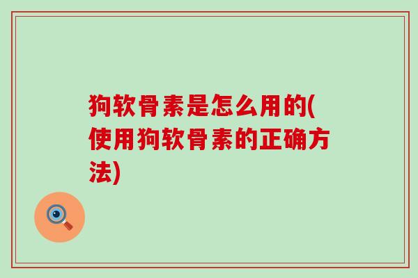 狗软骨素是怎么用的(使用狗软骨素的正确方法)-第1张图片-氨糖科普网