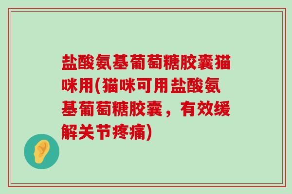 盐酸氨基葡萄糖胶囊猫咪用(猫咪可用盐酸氨基葡萄糖胶囊,有效缓解关节疼痛)-第1张图片-氨糖科普网 盐酸氨基葡萄糖胶囊猫咪用(猫咪可用盐酸氨基葡萄糖胶囊,有效缓解关节疼痛)-第1张图片-氨糖科普网
