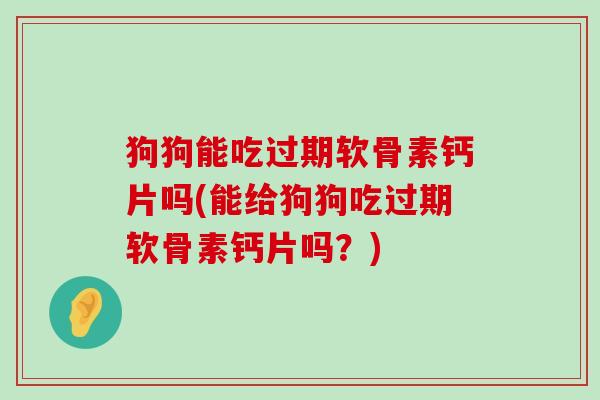 狗狗能吃过期软骨素钙片吗(能给狗狗吃过期软骨素钙片吗?)-第1张图片-氨糖科普网 狗狗能吃过期软骨素钙片吗(能给狗狗吃过期软骨素钙片吗?)-第1张图片-氨糖科普网