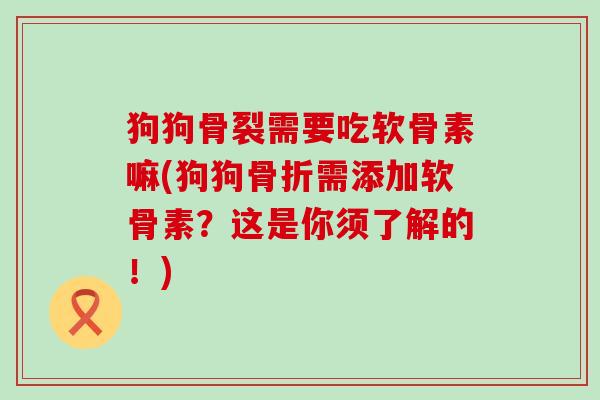 狗狗骨裂需要吃软骨素嘛(狗狗骨折需添加软骨素?这是你须了解的!)-第1张图片-氨糖科普网 狗狗骨裂需要吃软骨素嘛(狗狗骨折需添加软骨素?这是你须了解的!)-第1张图片-氨糖科普网