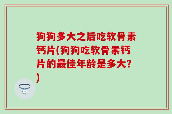 狗狗多大之后吃软骨素钙片(狗狗吃软骨素钙片的最佳年龄是多大?)-第1张图片-氨糖科普网 狗狗多大之后吃软骨素钙片(狗狗吃软骨素钙片的最佳年龄是多大?)-第1张图片-氨糖科普网