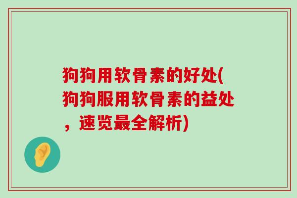 狗狗用软骨素的好处(狗狗服用软骨素的益处,速览最全解析)-第1张图片-氨糖科普网 狗狗用软骨素的好处(狗狗服用软骨素的益处,速览最全解析)-第1张图片-氨糖科普网