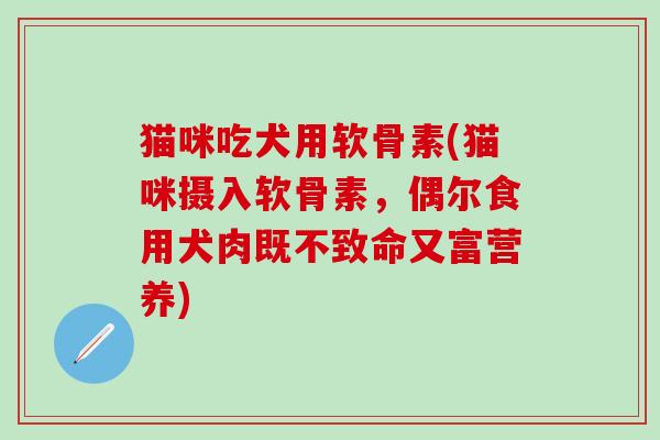 猫咪吃犬用软骨素(猫咪摄入软骨素,偶尔食用犬肉既不致命又富营养)-第1张图片-氨糖科普网 猫咪吃犬用软骨素(猫咪摄入软骨素,偶尔食用犬肉既不致命又富营养)-第1张图片-氨糖科普网