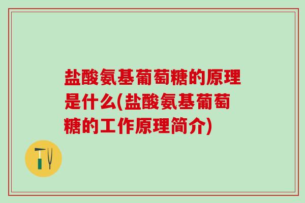 盐酸氨基葡萄糖的原理是什么(盐酸氨基葡萄糖的工作原理简介)-第1张图片-氨糖科普网 盐酸氨基葡萄糖的原理是什么(盐酸氨基葡萄糖的工作原理简介)-第1张图片-氨糖科普网
