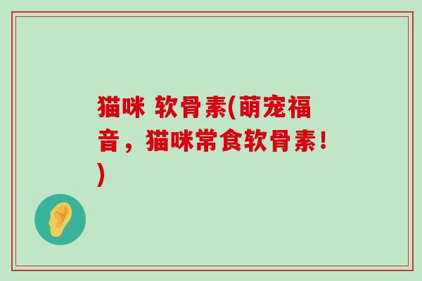 猫咪 软骨素(萌宠福音，猫咪常食软骨素！)-第1张图片-氨糖科普网