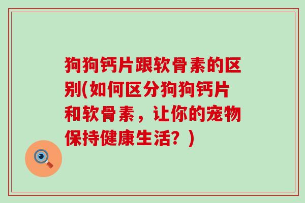 狗狗钙片跟软骨素的区别(如何区分狗狗钙片和软骨素,让你的宠物保持健康生活?)-第1张图片-氨糖科普网 狗狗钙片跟软骨素的区别(如何区分狗狗钙片和软骨素,让你的宠物保持健康生活?)-第1张图片-氨糖科普网