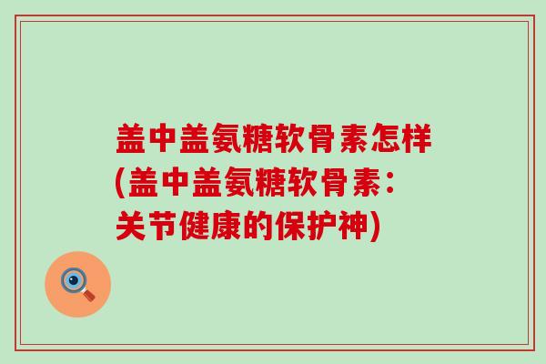 盖中盖氨糖软骨素怎样(盖中盖氨糖软骨素:关节健康的保护神)-第1张图片-氨糖科普网 盖中盖氨糖软骨素怎样(盖中盖氨糖软骨素:关节健康的保护神)-第1张图片-氨糖科普网