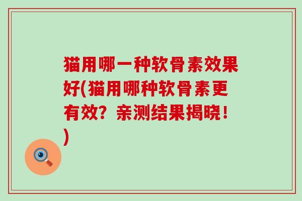猫用哪一种软骨素效果好(猫用哪种软骨素更有效？亲测结果揭晓！)-第1张图片-氨糖科普网