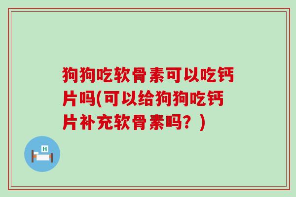 狗狗吃软骨素可以吃钙片吗(可以给狗狗吃钙片补充软骨素吗？)-第1张图片-氨糖科普网