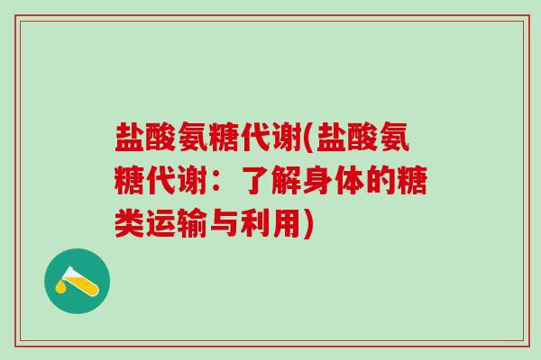 盐酸氨糖代谢(盐酸氨糖代谢:了解身体的糖类运输与利用)-第1张图片-氨糖科普网 盐酸氨糖代谢(盐酸氨糖代谢:了解身体的糖类运输与利用)-第1张图片-氨糖科普网