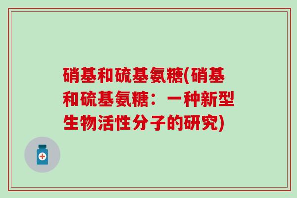 硝基和硫基氨糖(硝基和硫基氨糖:一种新型生物活性分子的研究)-第1张图片-氨糖科普网 硝基和硫基氨糖(硝基和硫基氨糖:一种新型生物活性分子的研究)-第1张图片-氨糖科普网