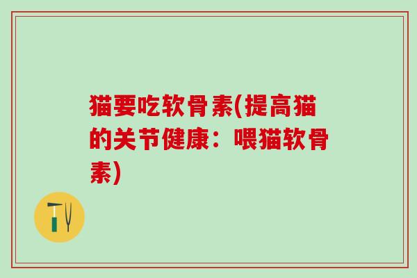 猫要吃软骨素(提高猫的关节健康:喂猫软骨素)-第1张图片-氨糖科普网 猫要吃软骨素(提高猫的关节健康:喂猫软骨素)-第1张图片-氨糖科普网