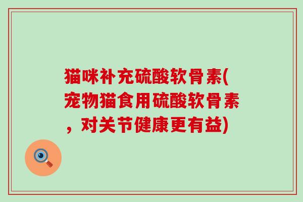 猫咪补充硫酸软骨素(宠物猫食用硫酸软骨素,对关节健康更有益)-第1张图片-氨糖科普网 猫咪补充硫酸软骨素(宠物猫食用硫酸软骨素,对关节健康更有益)-第1张图片-氨糖科普网