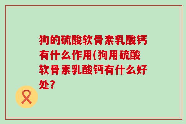 狗的硫酸软骨素乳酸钙有什么作用(狗用硫酸软骨素乳酸钙有什么好处?-第1张图片-氨糖科普网 狗的硫酸软骨素乳酸钙有什么作用(狗用硫酸软骨素乳酸钙有什么好处?-第1张图片-氨糖科普网