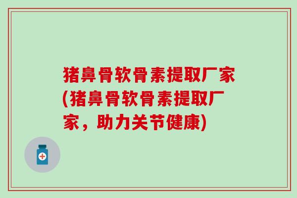 猪鼻骨软骨素提取厂家(猪鼻骨软骨素提取厂家，助力关节健康)-第1张图片-氨糖科普网