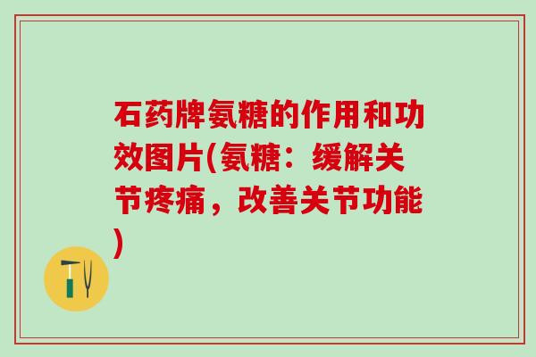 石药牌氨糖的作用和功效图片(氨糖:缓解关节疼痛,改善关节功能)-第1张图片-氨糖科普网 石药牌氨糖的作用和功效图片(氨糖:缓解关节疼痛,改善关节功能)-第1张图片-氨糖科普网