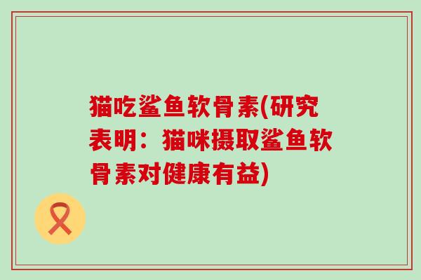 猫吃鲨鱼软骨素(研究表明:猫咪摄取鲨鱼软骨素对健康有益)-第1张图片-氨糖科普网 猫吃鲨鱼软骨素(研究表明:猫咪摄取鲨鱼软骨素对健康有益)-第1张图片-氨糖科普网