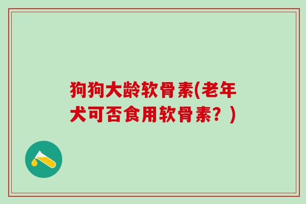 狗狗大龄软骨素(老年犬可否食用软骨素？)-第1张图片-氨糖科普网