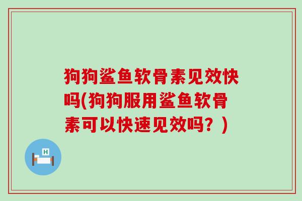 狗狗鲨鱼软骨素见效快吗(狗狗服用鲨鱼软骨素可以快速见效吗？)-第1张图片-氨糖科普网