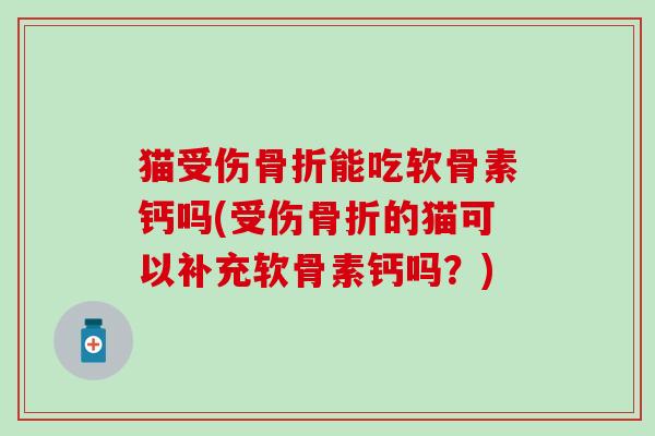 猫受伤骨折能吃软骨素钙吗(受伤骨折的猫可以补充软骨素钙吗？)-第1张图片-氨糖科普网