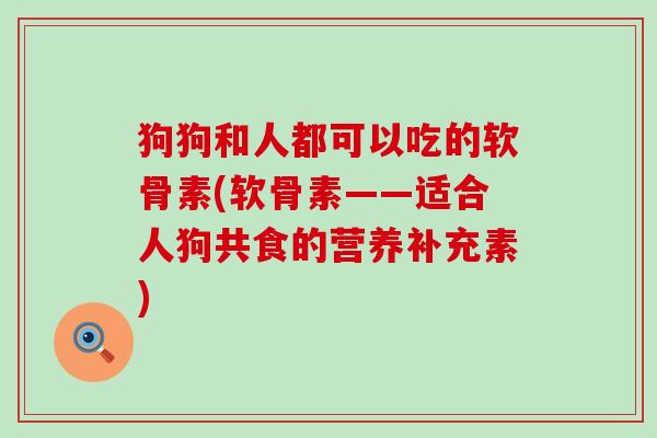 狗狗和人都可以吃的软骨素(软骨素——适合人狗共食的营养补充素)-第1张图片-氨糖科普网 狗狗和人都可以吃的软骨素(软骨素——适合人狗共食的营养补充素)-第1张图片-氨糖科普网